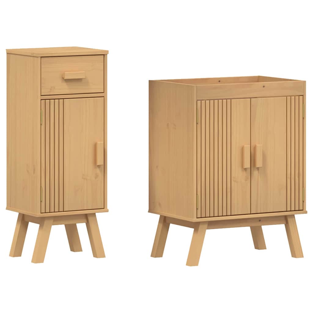 Bathroom Furniture Set With Door 2 Pcs Brown 114 X 43 X 73.5 Cm