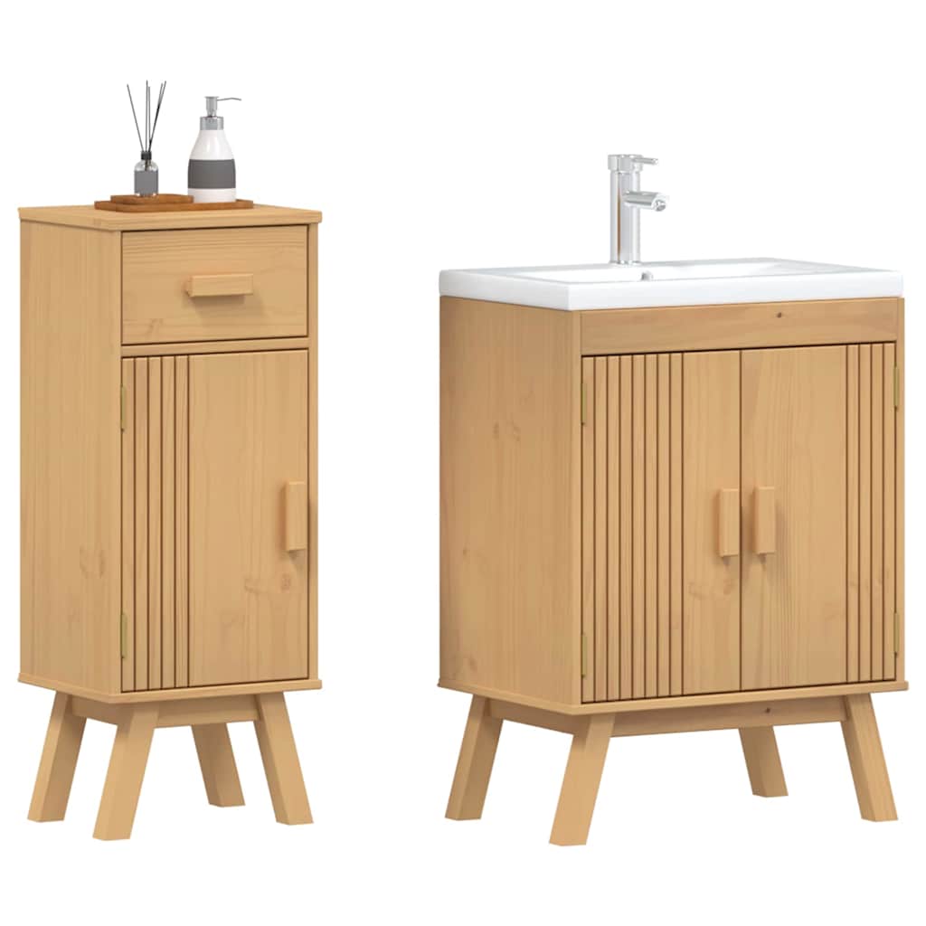 Bathroom Furniture Set With Door 2 Pcs Brown 114 X 43 X 73.5 Cm
