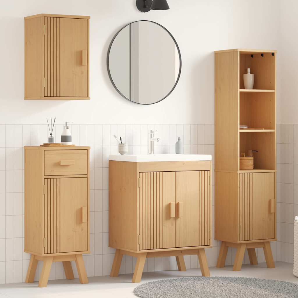 Bathroom Furniture Set With Door 2 Pcs Brown 114 X 43 X 73.5 Cm