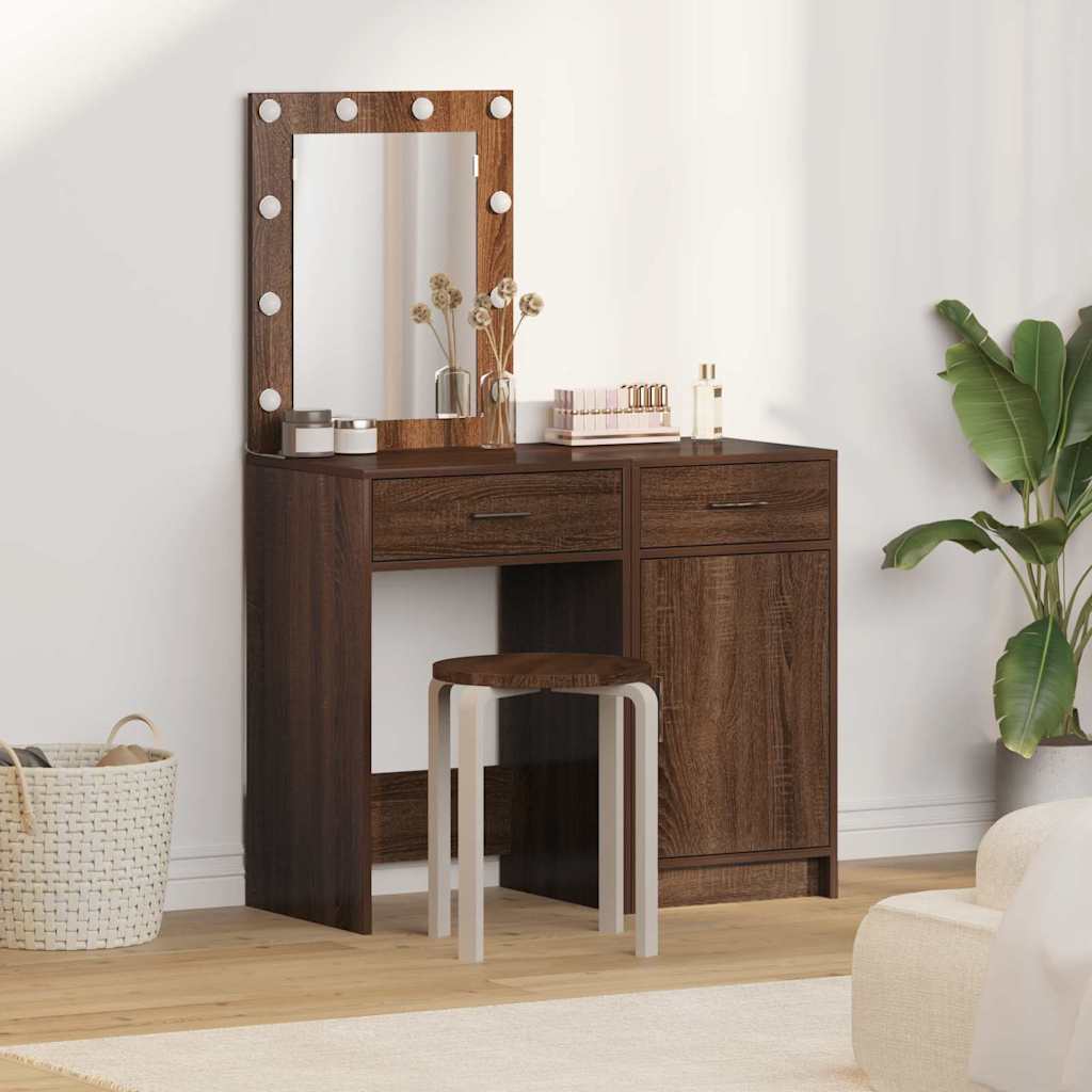 Dressing Table 2 Pcs Brown 50 X 41 X 135 Cm Engineered Wood