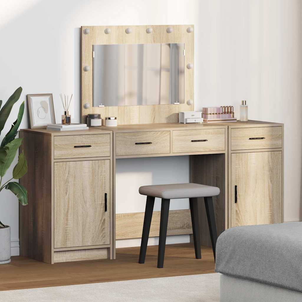 Dressing Table 3 Pcs Grey 40 X 41 X 75 Cm Engineered Wood