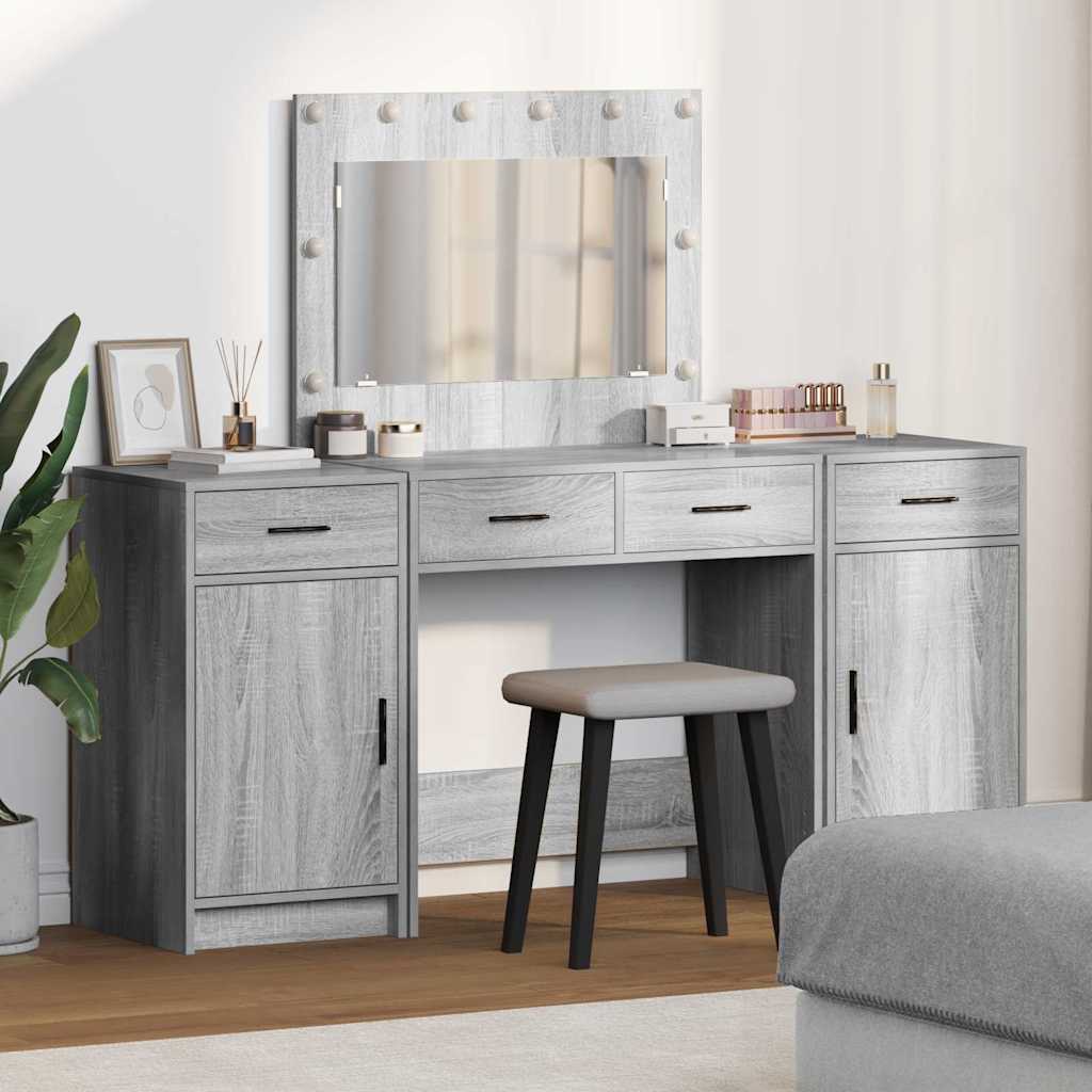 Dressing Table 3 Pcs Grey 40 X 41 X 75 Cm Engineered Wood