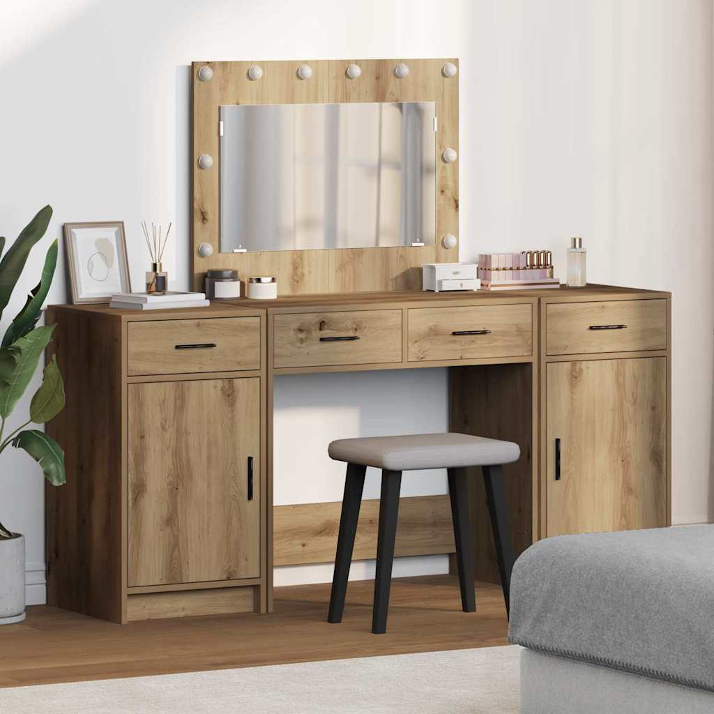 Dressing Table 3 Pcs Grey 40 X 41 X 75 Cm Engineered Wood