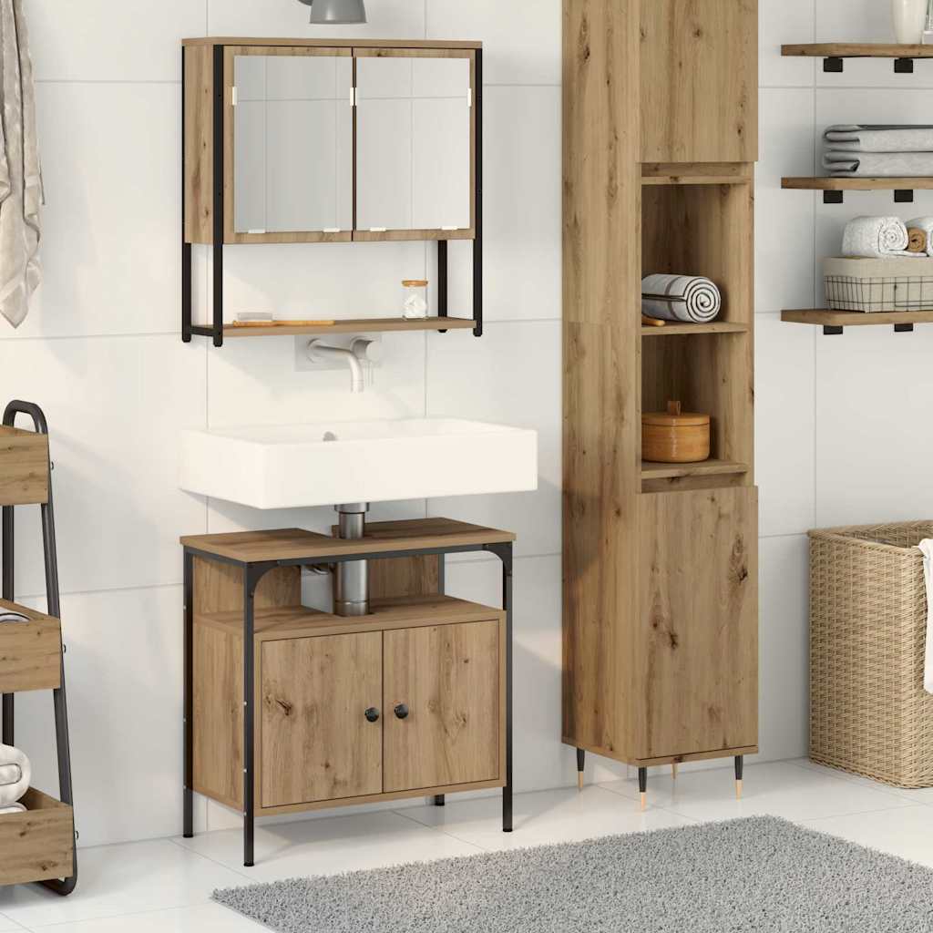 Bathroom Furniture Set With Storage 2 Pcs Brown 60 X 30 X 60 Cm