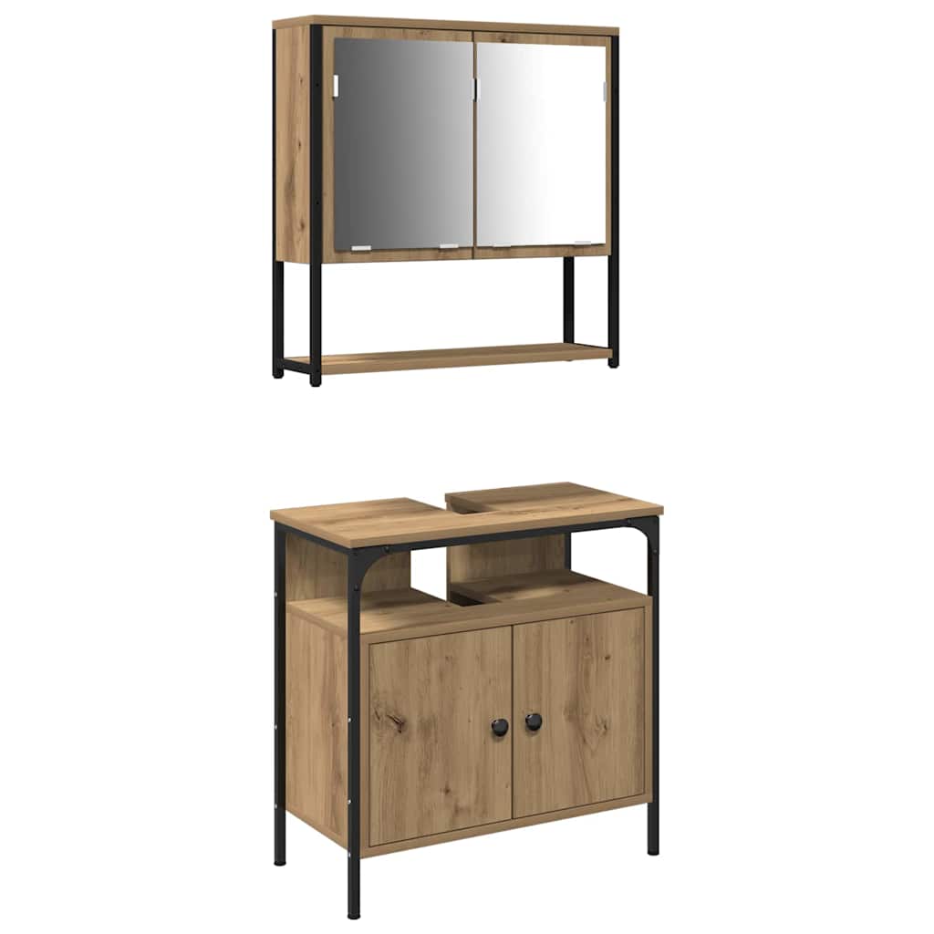 Bathroom Furniture Set With Storage 2 Pcs Brown 60 X 30 X 60 Cm