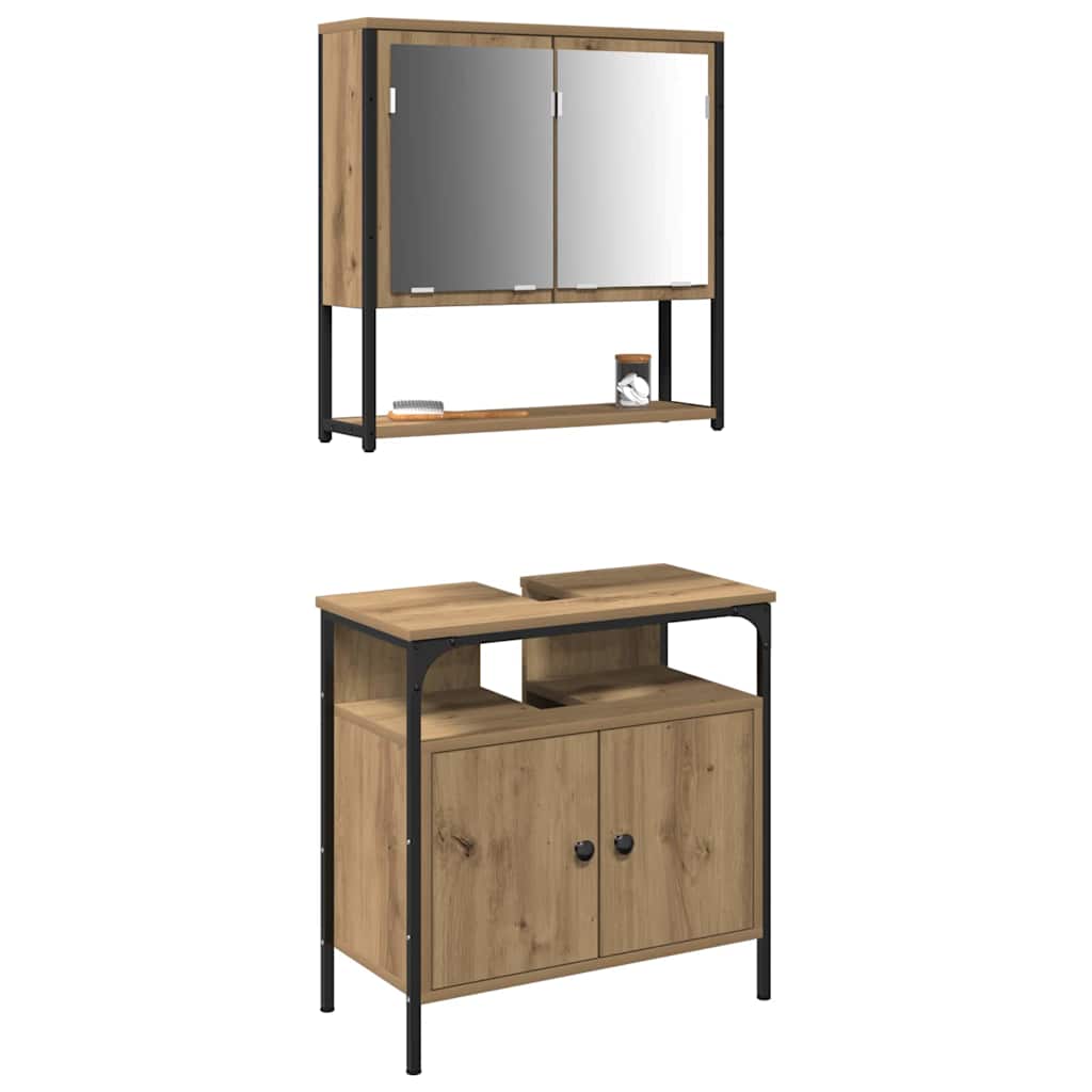 Bathroom Furniture Set With Storage 2 Pcs Brown 60 X 30 X 60 Cm