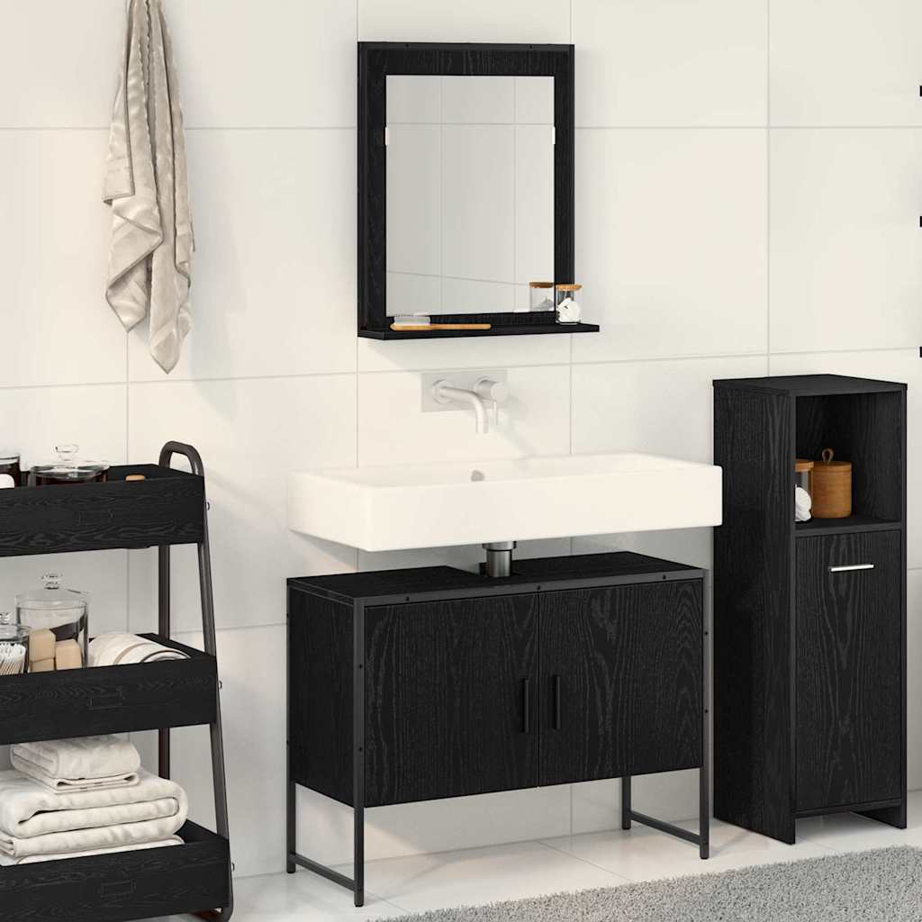 2 Piece Bathroom Cabinet Set Engineered Wood