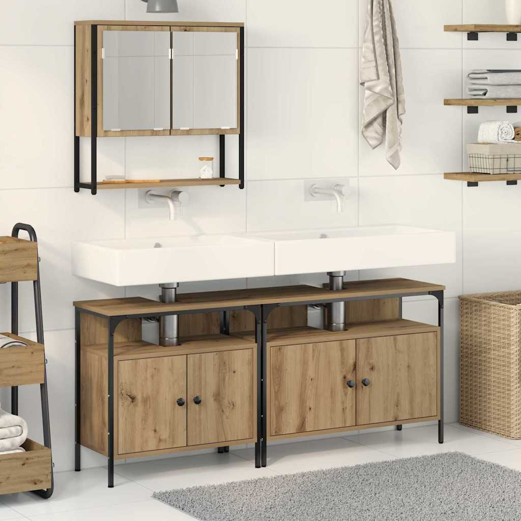 Bathroom Furniture Set With Storage 3 Pcs Black 80 X 30 X 60 Cm