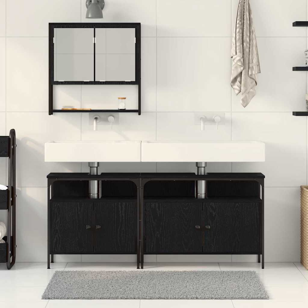 Bathroom Furniture Set With Storage 3 Pcs Black 80 X 30 X 60 Cm