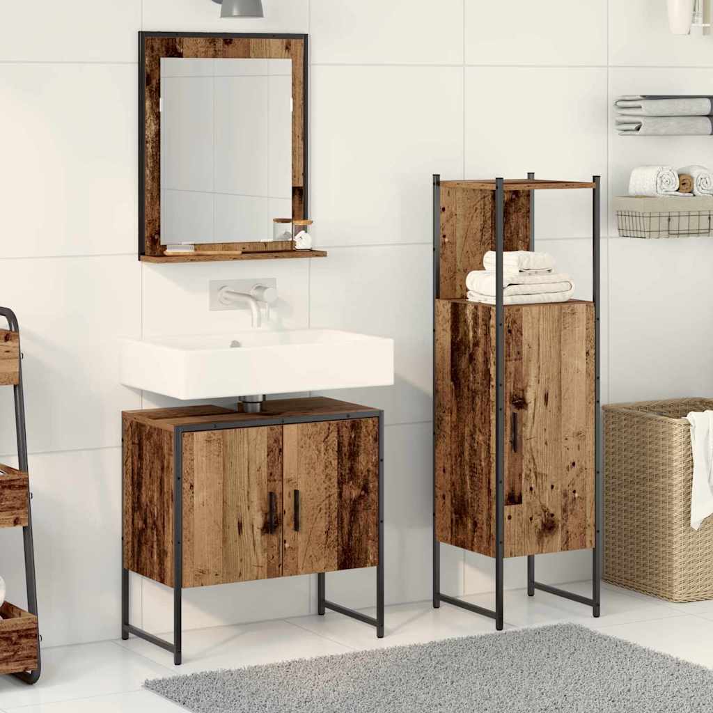 Bathroom Furniture Set With Door 3 Pcs Black 33 X 33 X 102.5 Cm