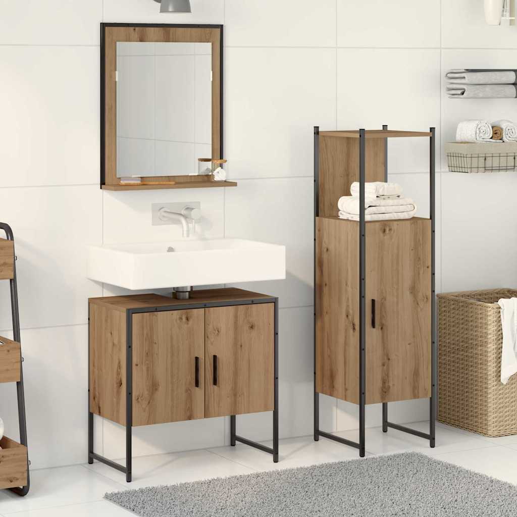 Bathroom Furniture Set With Door 3 Pcs Black 33 X 33 X 102.5 Cm