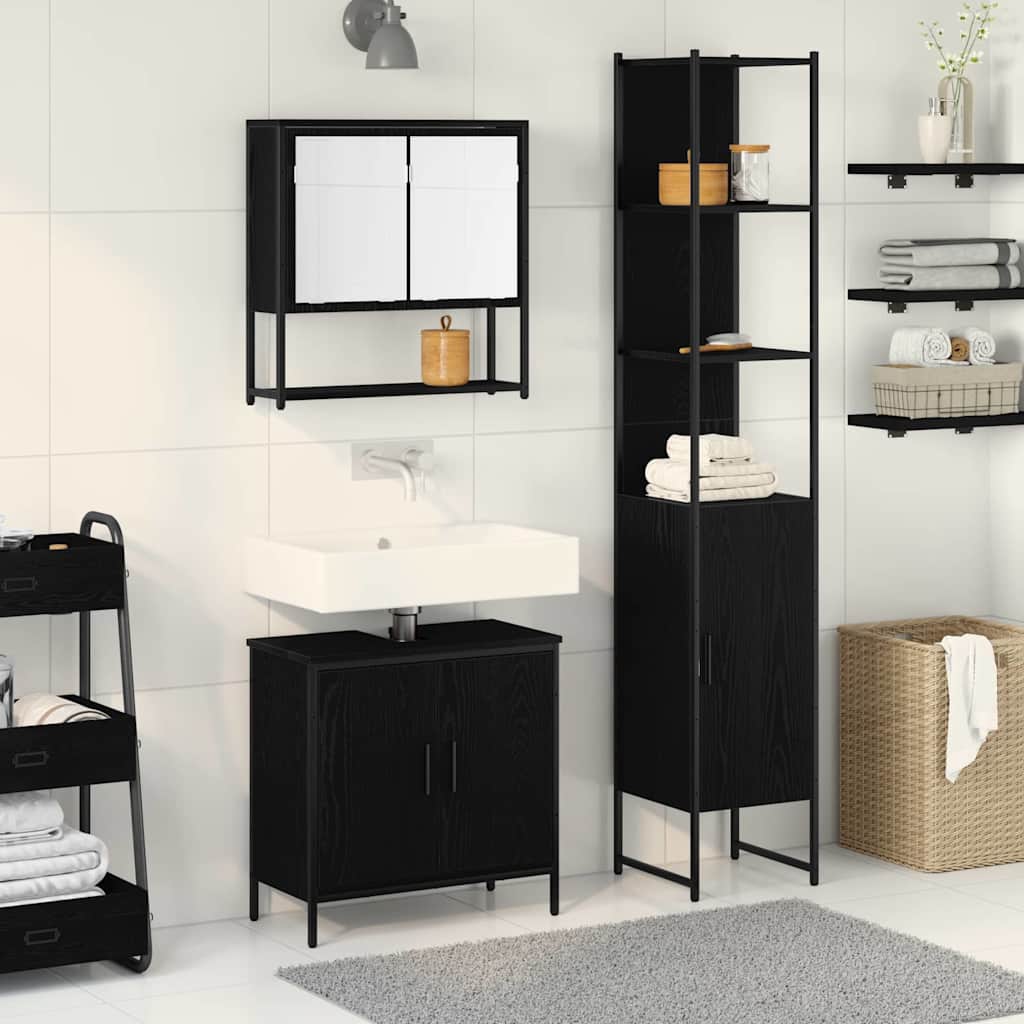 Bathroom Furniture Set With Door 3 Pcs Brown 33 X 33 X 185.5 Cm