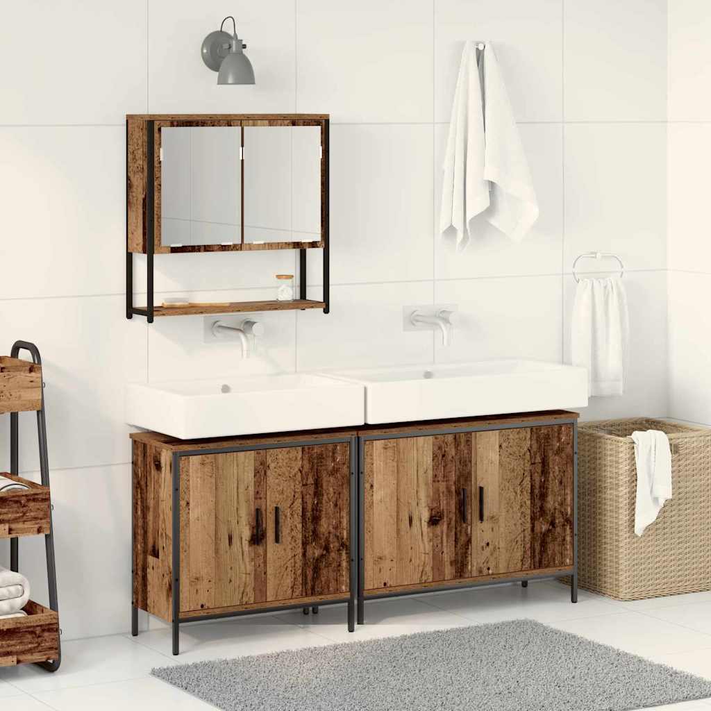 3 Piece Bathroom Furniture Set Engineered Wood