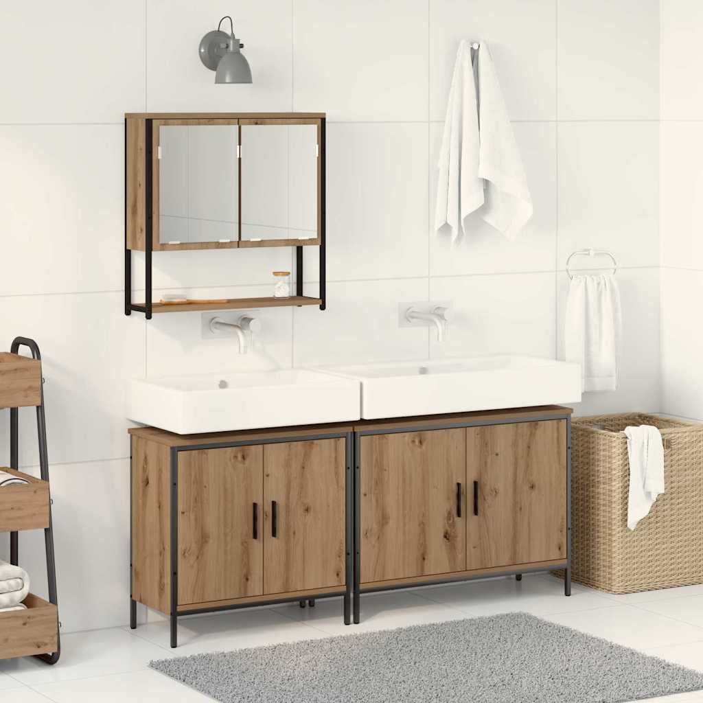 3 Piece Bathroom Furniture Set Engineered Wood
