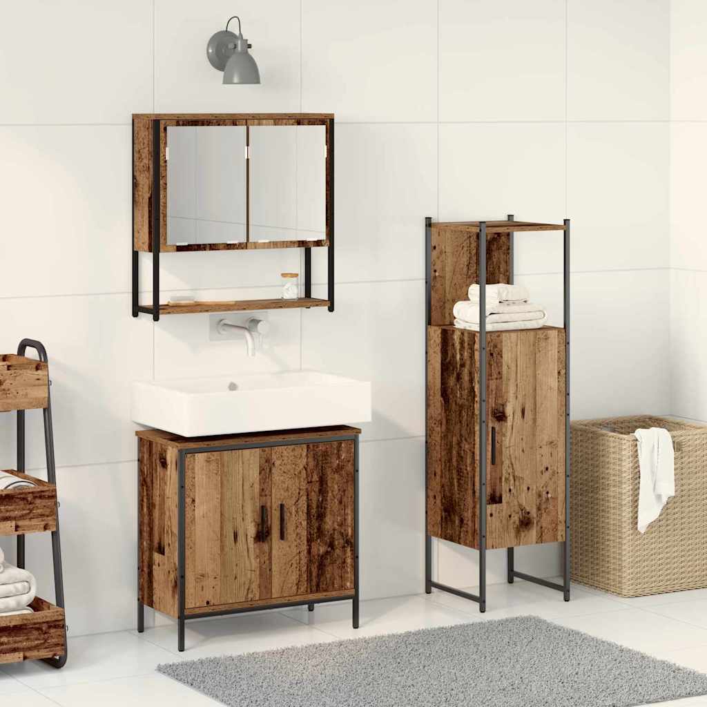 3 Piece Bathroom Furniture Set Engineered Wood