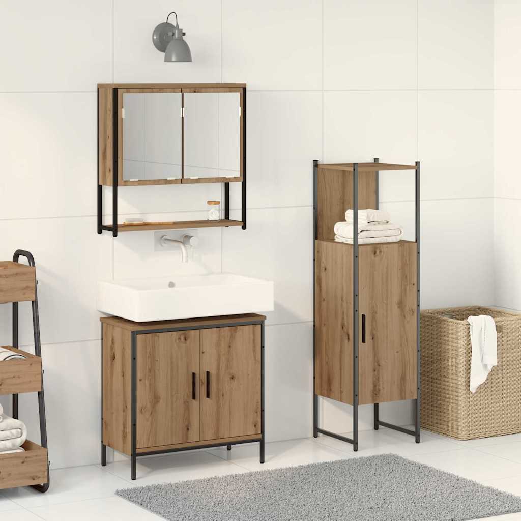 3 Piece Bathroom Furniture Set Engineered Wood