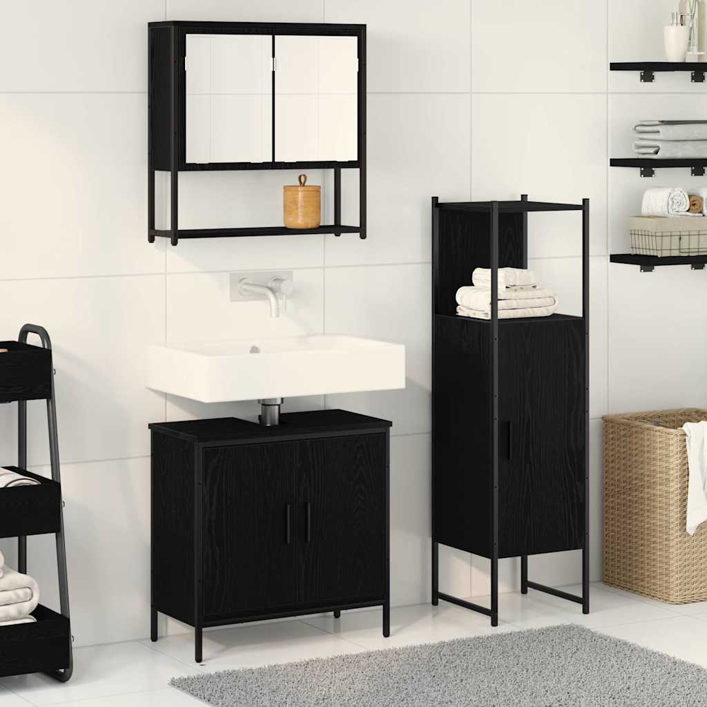 3 Piece Bathroom Furniture Set Engineered Wood