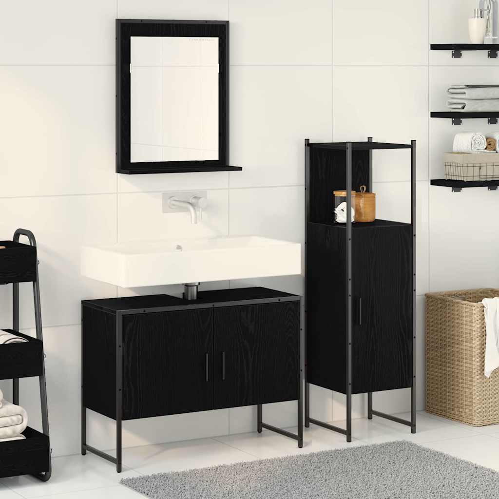 3 Piece Bathroom Cabinet Set Engineered Wood