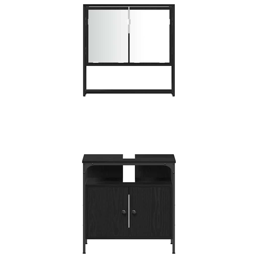 Bathroom Furniture Set With Door 3 Pcs Black 33 X 33 X 120.5 Cm