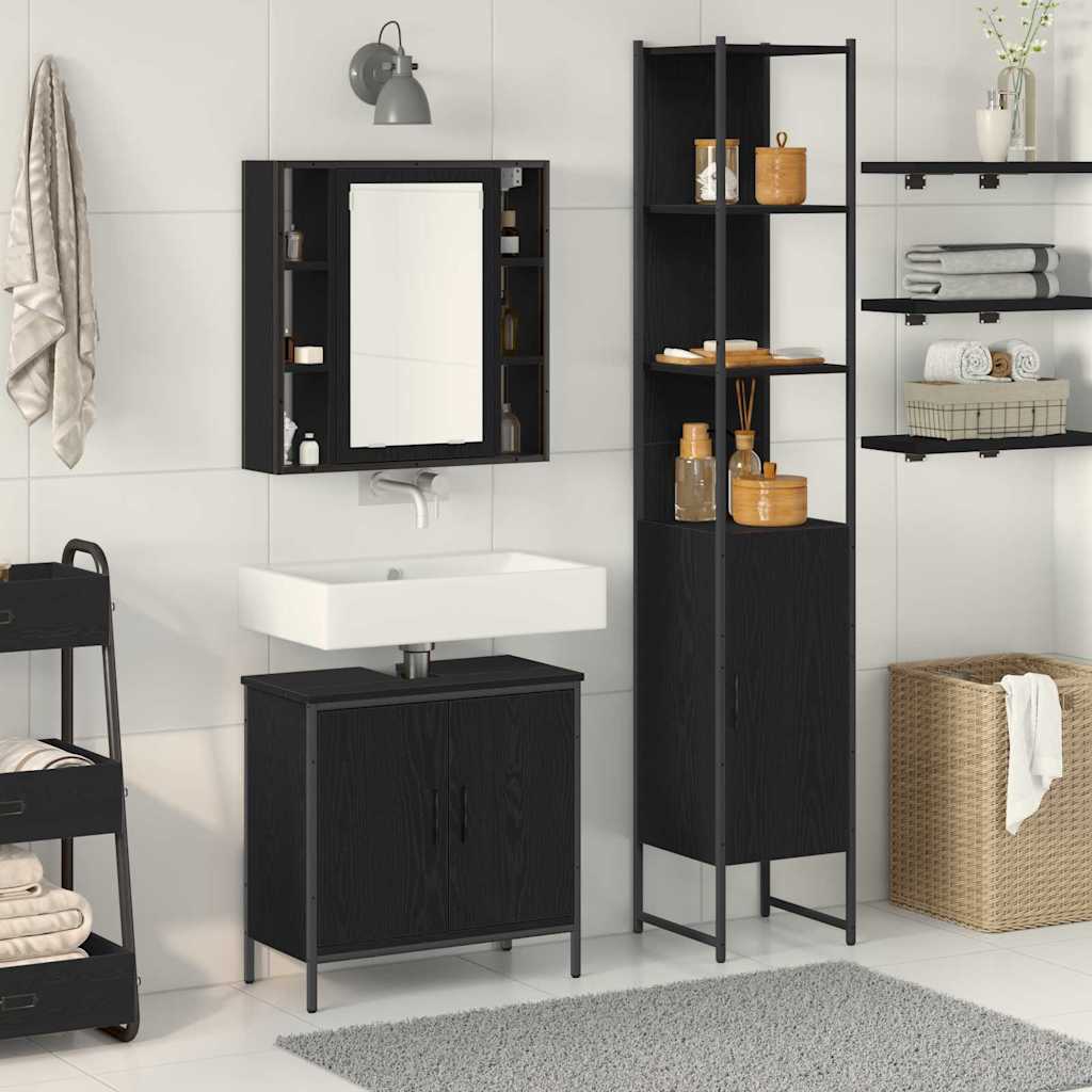 3 Piece Bathroom Cabinet Set Engineered Wood
