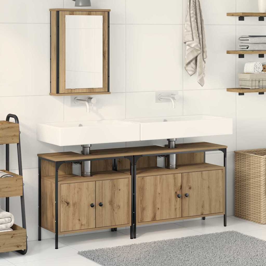3 Piece Bathroom Furniture Set Engineered Wood