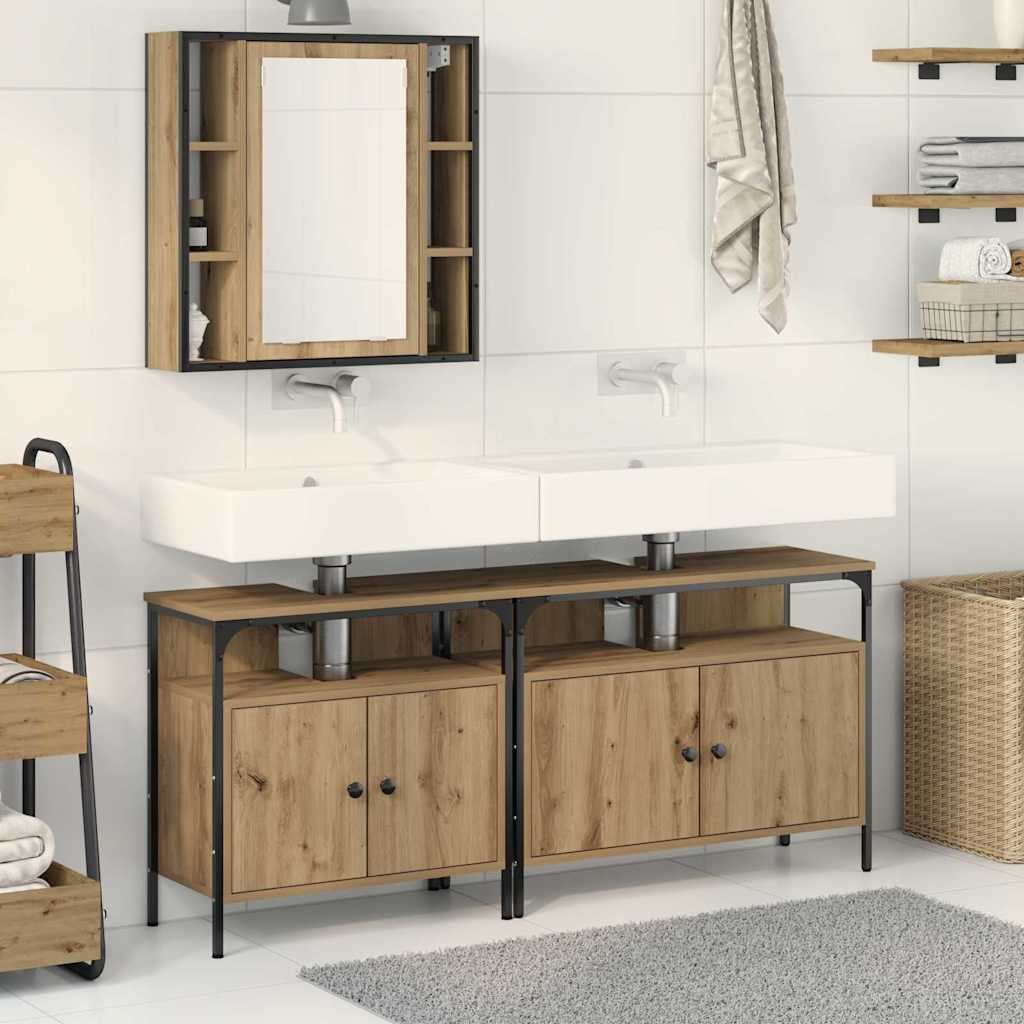 3 Piece Bathroom Cabinet Set Engineered Wood