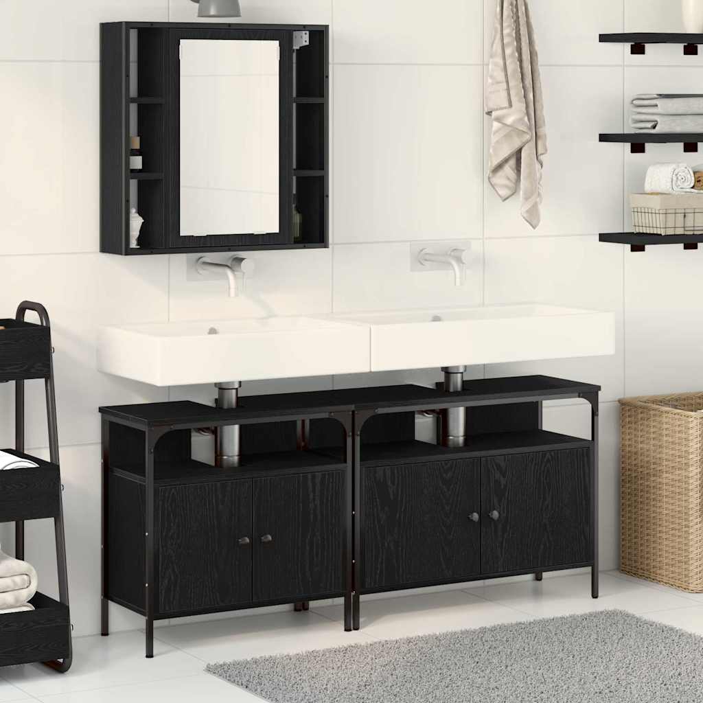 3 Piece Bathroom Cabinet Set Engineered Wood