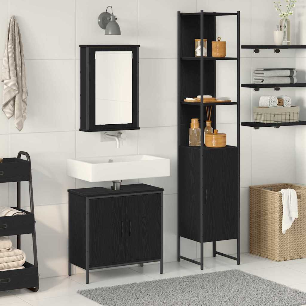 Bathroom Furniture Set With Door 3 Pcs Brown 33 X 33 X 185.5 Cm