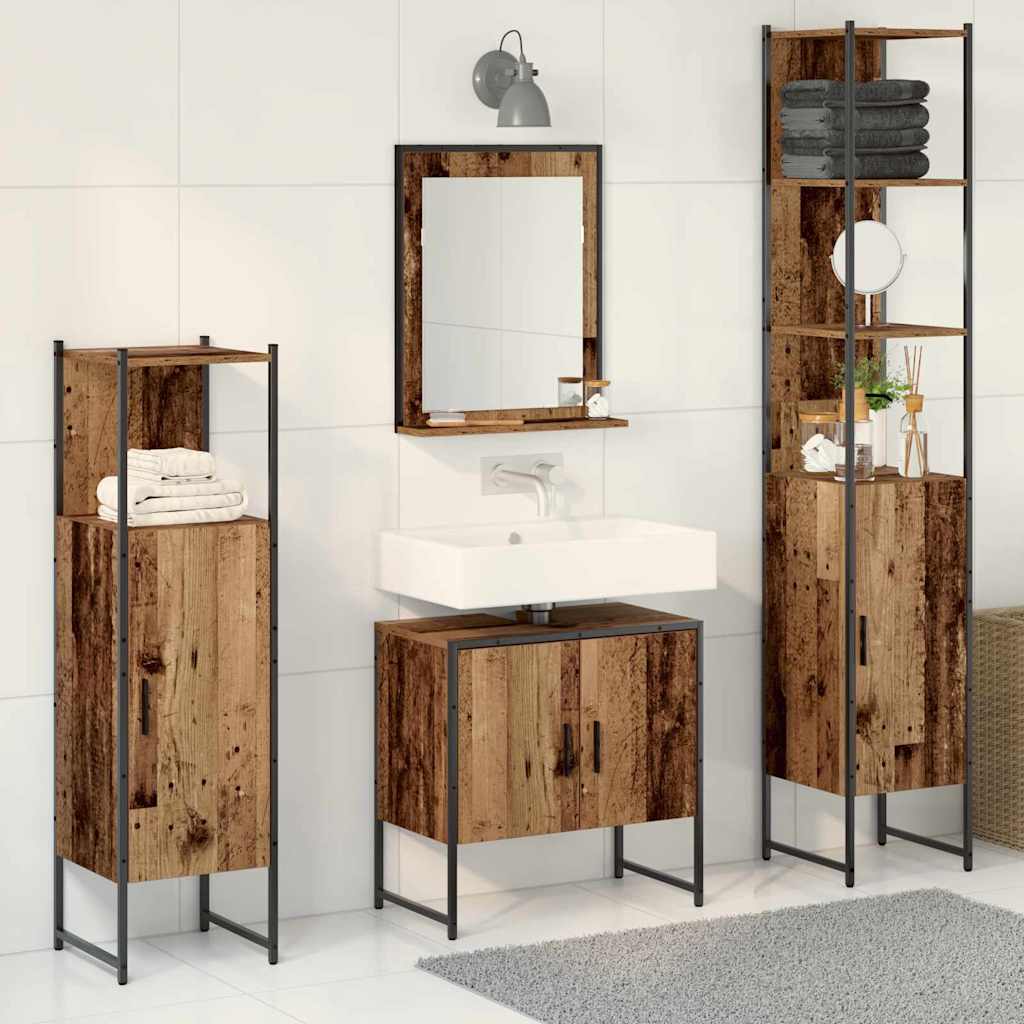 Bathroom Furniture Set With Door 4 Pcs Black 33 X 33 X 185.5 Cm