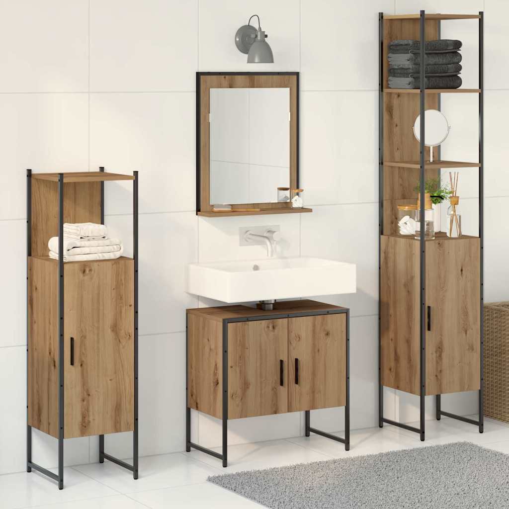 Bathroom Furniture Set With Door 4 Pcs Black 33 X 33 X 185.5 Cm