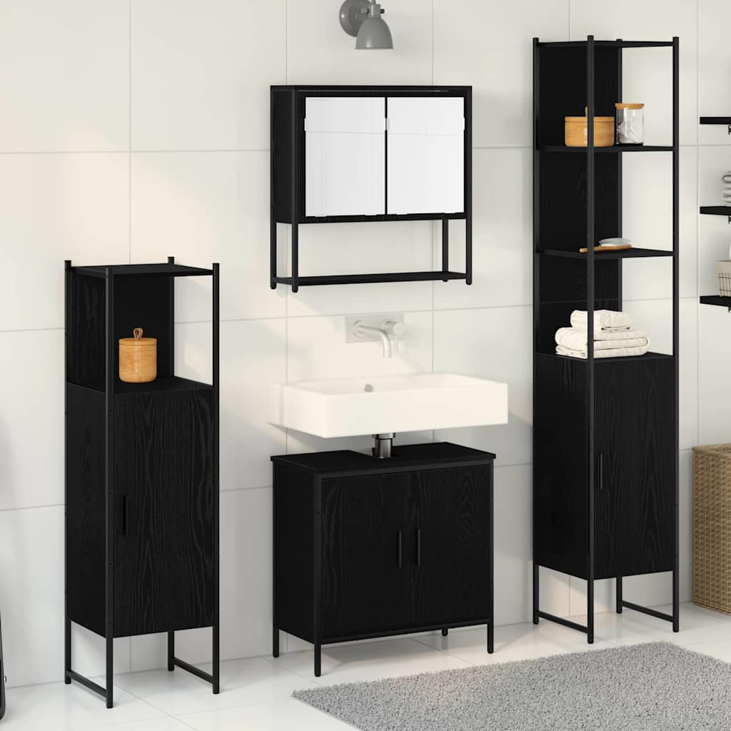 Bathroom Furniture Set With Door 4 Pcs Brown 33 X 33 X 185.5 Cm