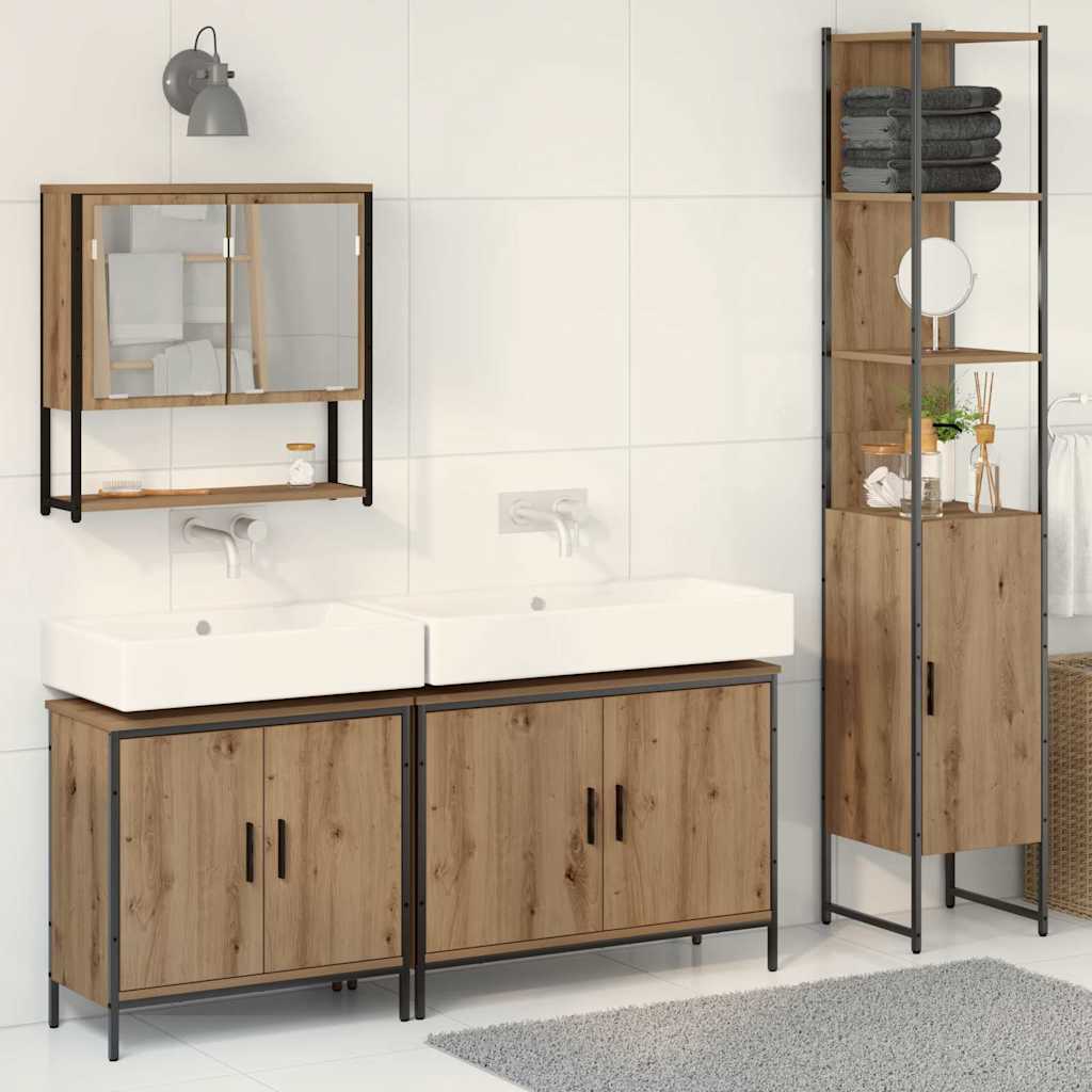 4 Piece Bathroom Furniture Set Engineered Wood