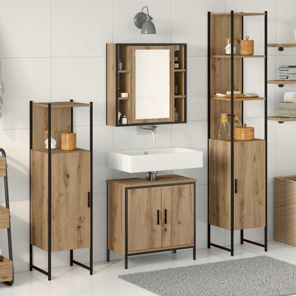 4 Piece Bathroom Cabinet Set Engineered Wood