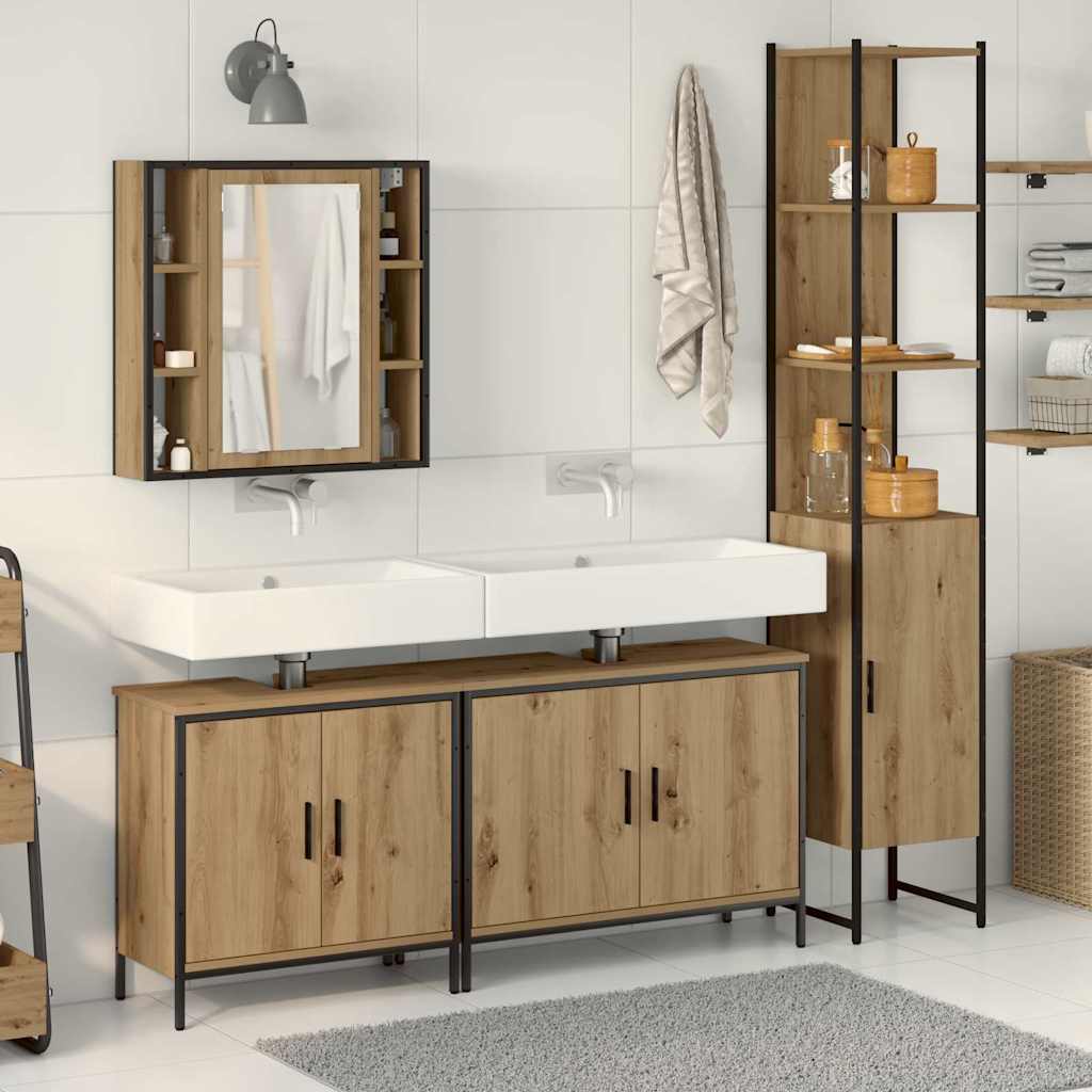 4 Piece Bathroom Cabinet Set Engineered Wood