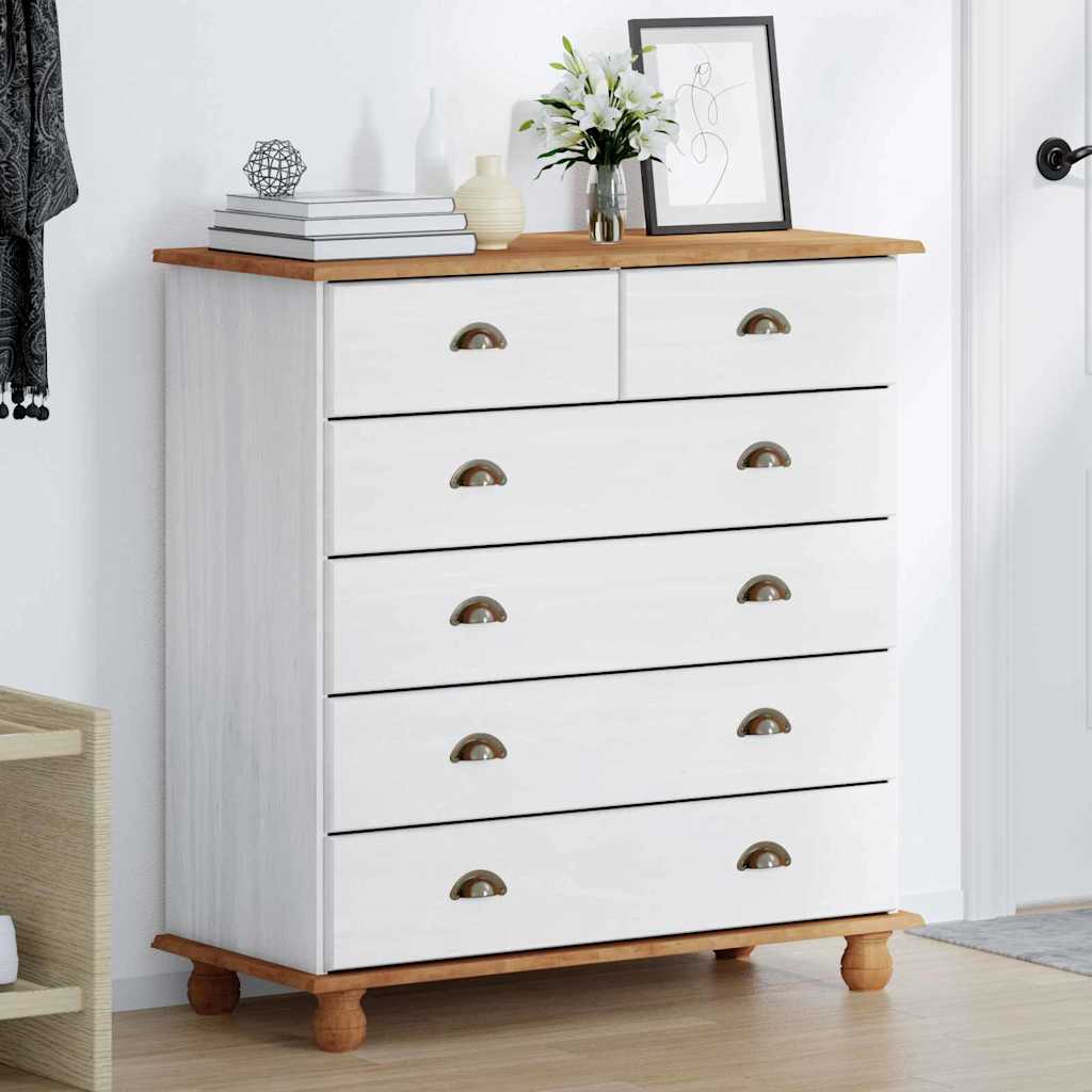 Chest Of Drawer Askim 91 X 40 X 95.5 Cm Solid Pine Wood