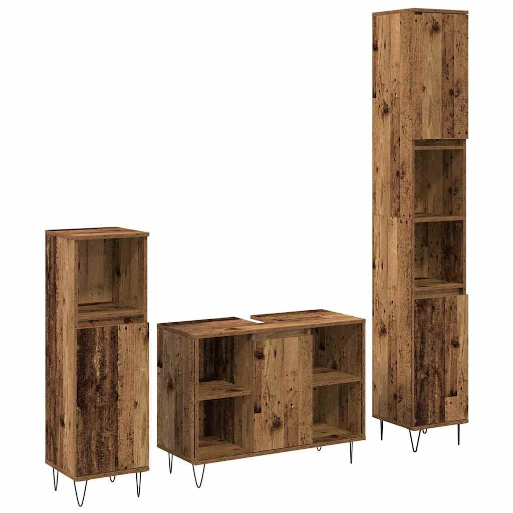 3 Piece Bathroom Furniture Set Engineered Wood