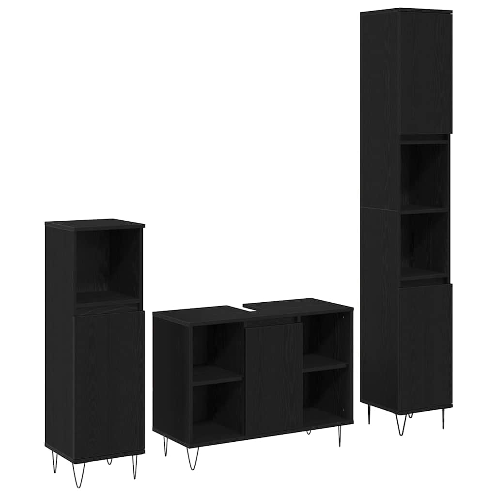 3 Piece Bathroom Furniture Set Engineered Wood