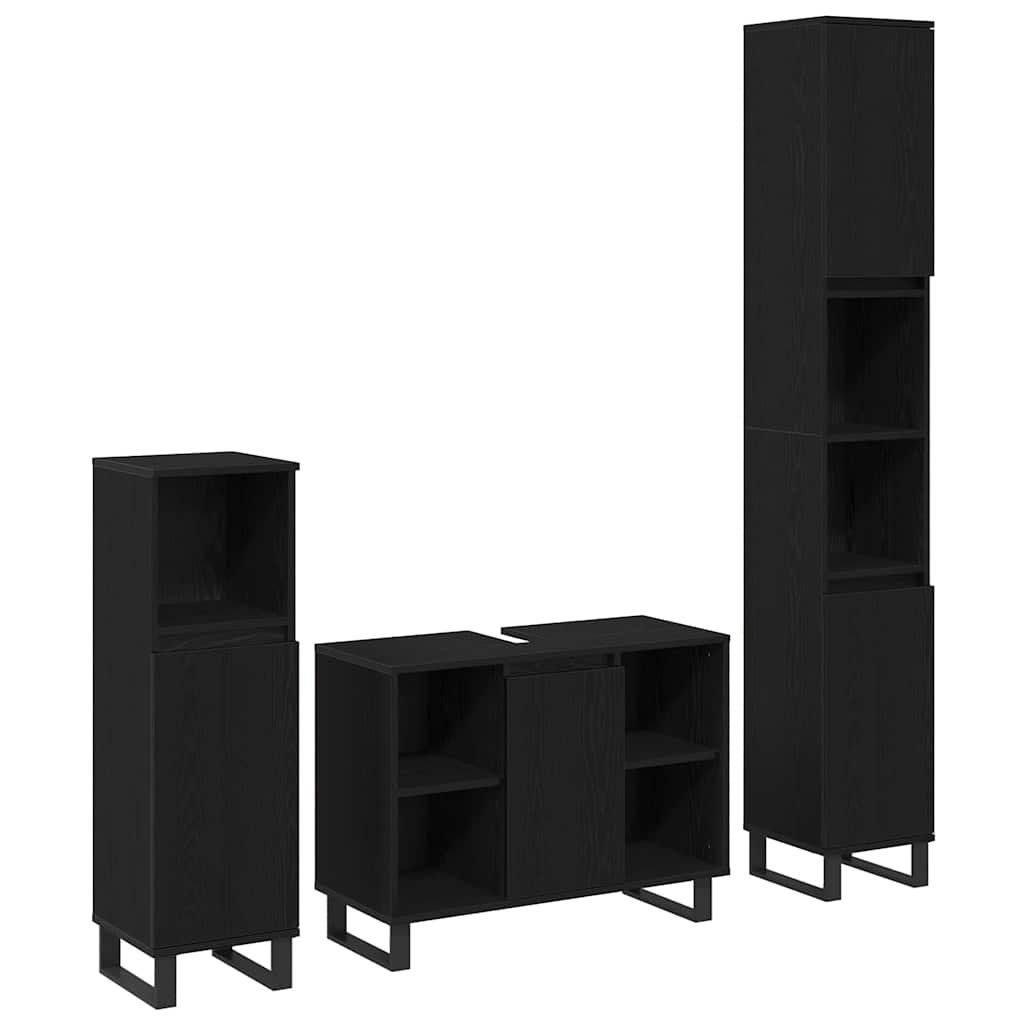 3 Piece Bathroom Furniture Set Engineered Wood