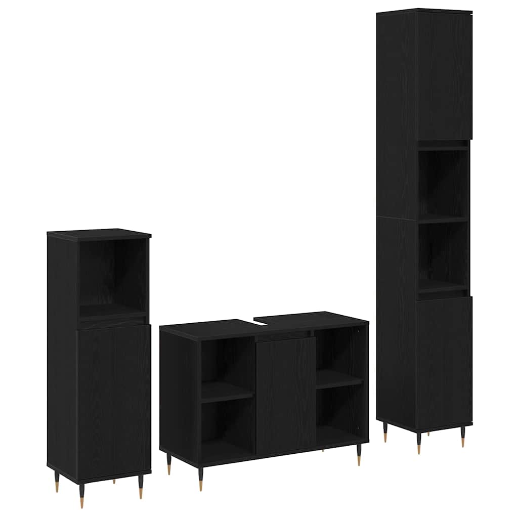 3 Piece Bathroom Furniture Set Engineered Wood
