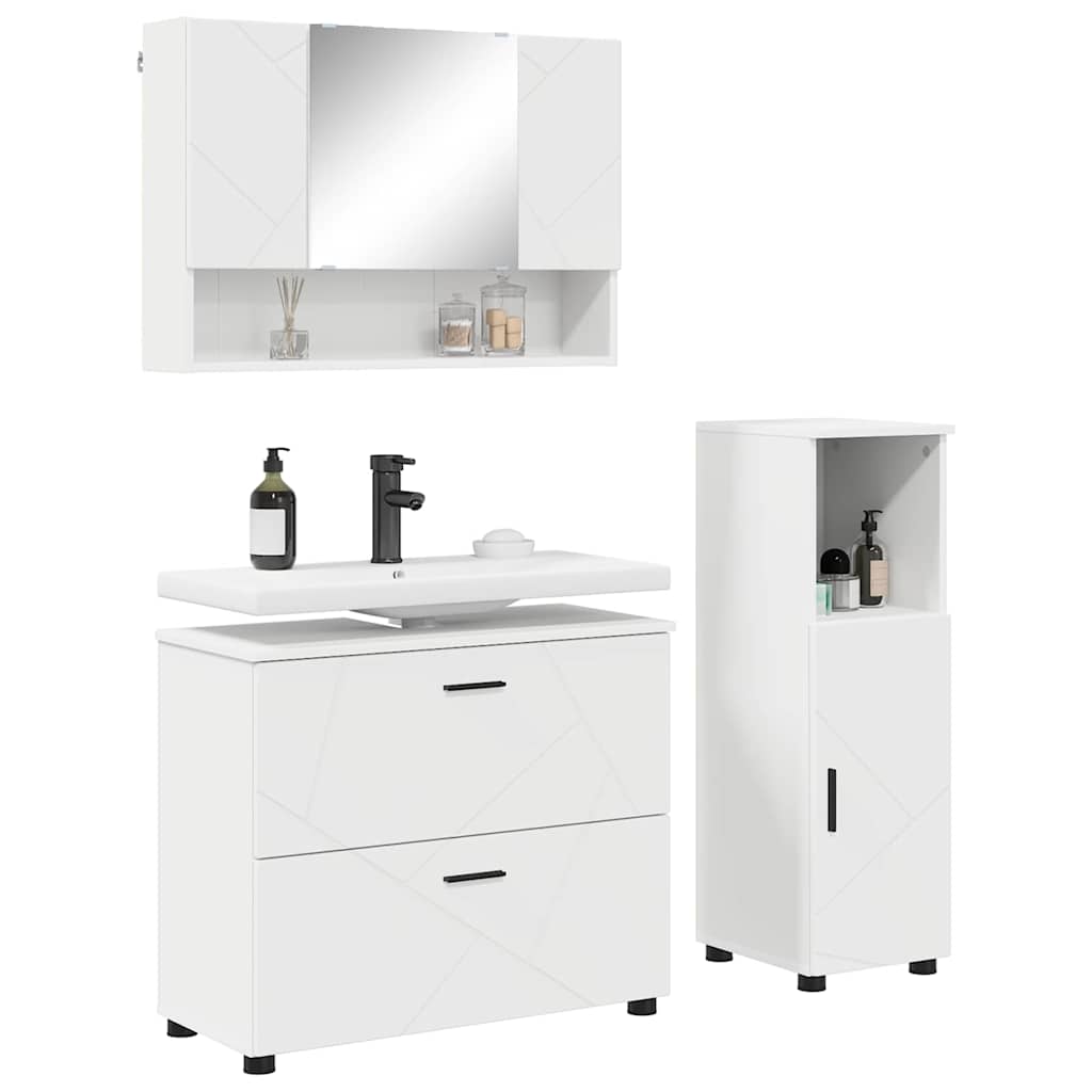 Bathroom Furniture Set With Shelf 3 Pcs 76.5 X 35 X 64 Cm