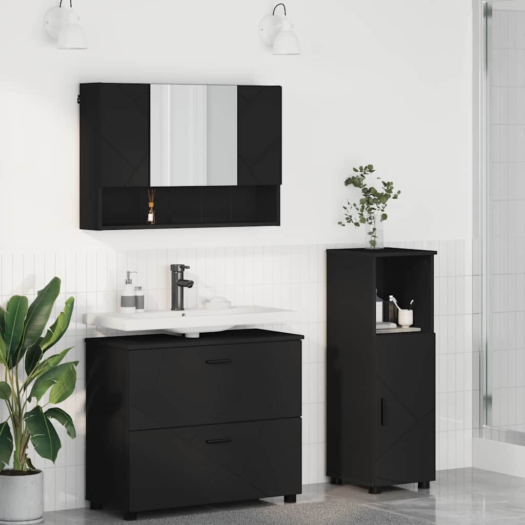 Bathroom Furniture Set With Shelf 3 Pcs 76.5 X 35 X 64 Cm