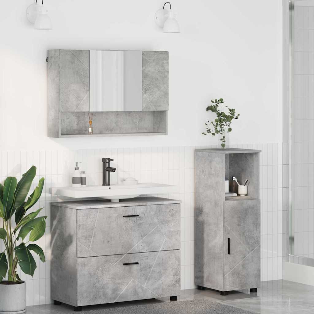 Bathroom Furniture Set With Shelf 3 Pcs 76.5 X 35 X 64 Cm