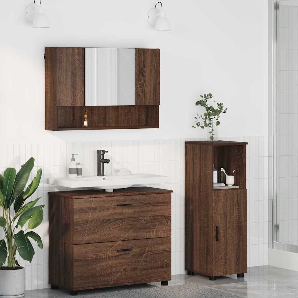 Bathroom Furniture Set With Shelf 3 Pcs 76.5 X 35 X 64 Cm