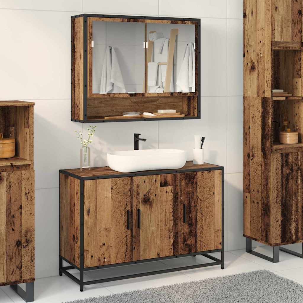 Bathroom Sink Cabinet Old Wood 90 X 33 X 60 Cm Engineered Wood
