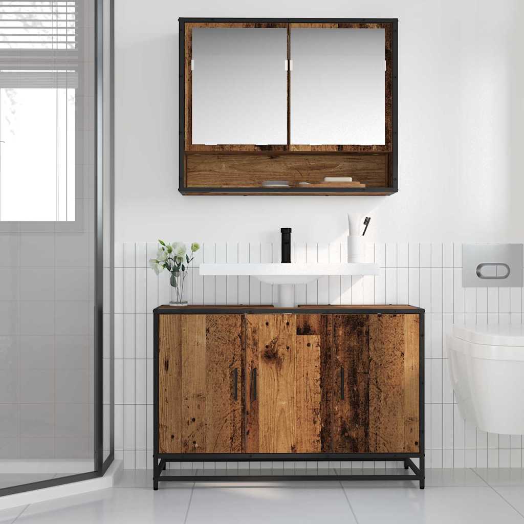 Bathroom Sink Cabinet Old Wood 90 X 33 X 60 Cm Engineered Wood