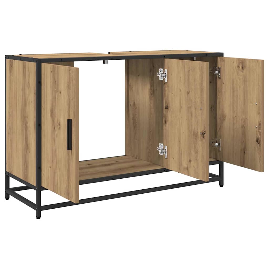 Bathroom Sink Cabinet With Shelf Artisan Oak 90 X 33 X 60 Cm