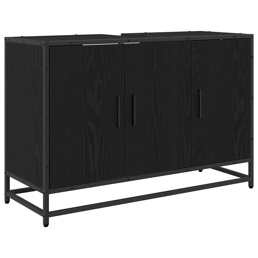 Bathroom Sink Cabinet Black Oak 90 X 33 X 60 Cm Engineered Wood