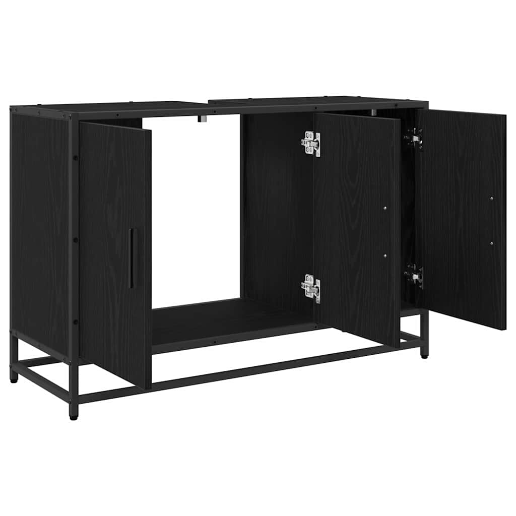 Bathroom Sink Cabinet Black Oak 90 X 33 X 60 Cm Engineered Wood