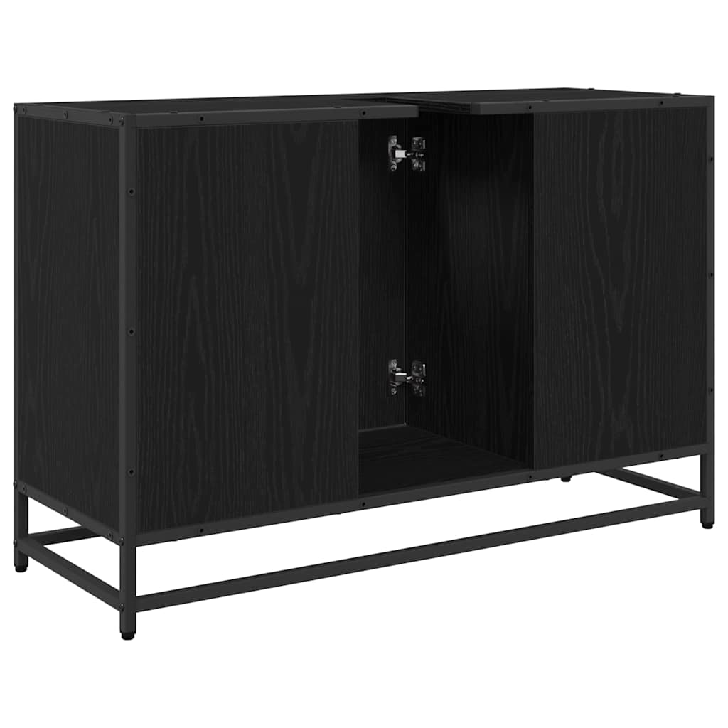 Bathroom Sink Cabinet Black Oak 90 X 33 X 60 Cm Engineered Wood