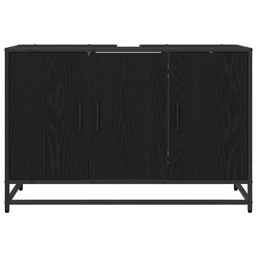 Bathroom Sink Cabinet Black Oak 90 X 33 X 60 Cm Engineered Wood